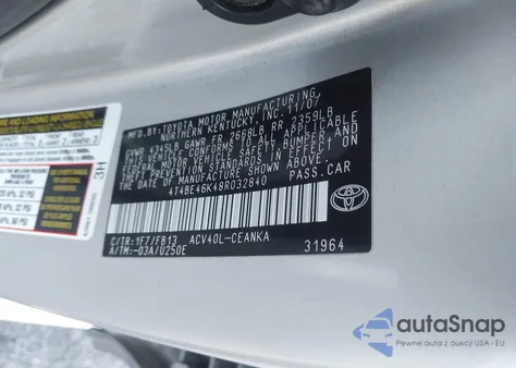 2008 Toyota Camry Le from USA, damaged, VIN 4T4BE46K48R032840